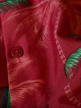 Rima Imar Red Shirt with Green Palm Print